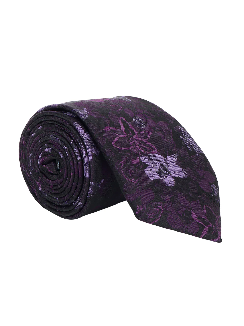 Men Purple Printed Tie With Pocket Square and Cufflinks - Image 3