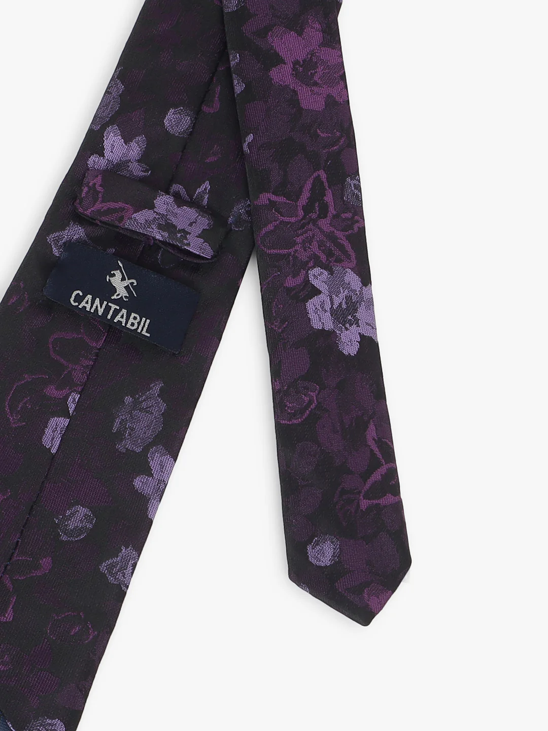 Men Purple Printed Tie With Pocket Square and Cufflinks - Image 7