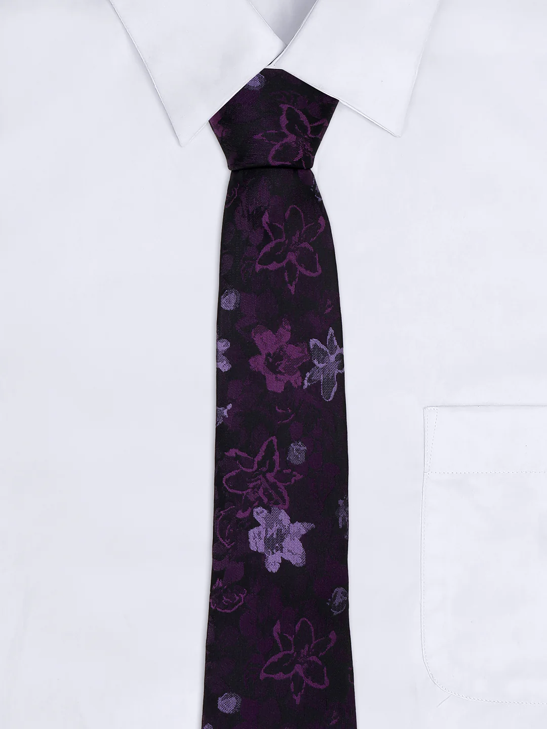 Men Purple Printed Tie With Pocket Square and Cufflinks - Image 8