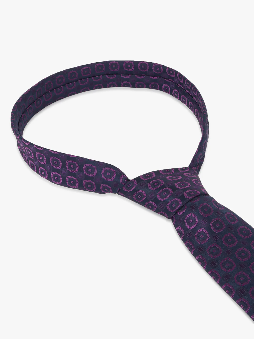 Men Purple Printed Tie With Pocket Square - Image 7