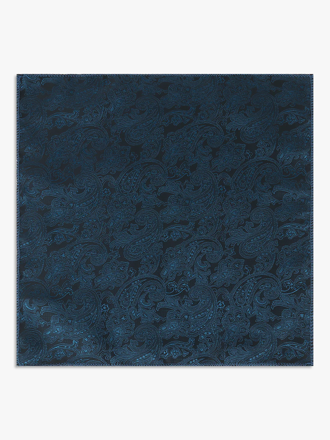 Men Teal Blue Printed Tie With Pocket Square - Image 5