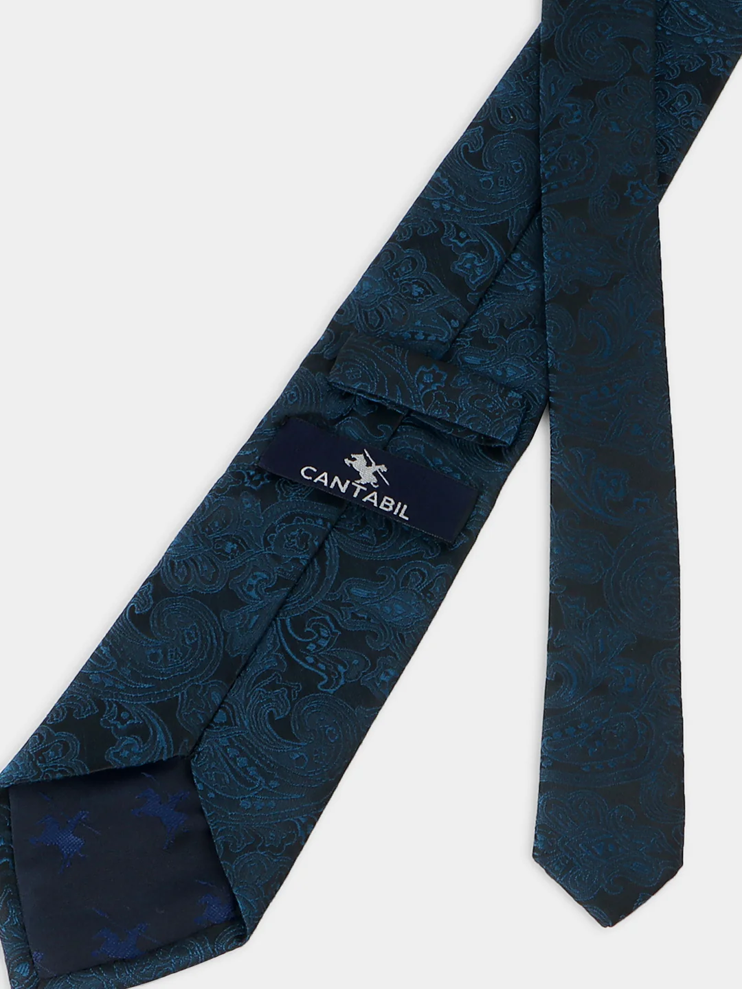 Men Teal Blue Printed Tie With Pocket Square - Image 6