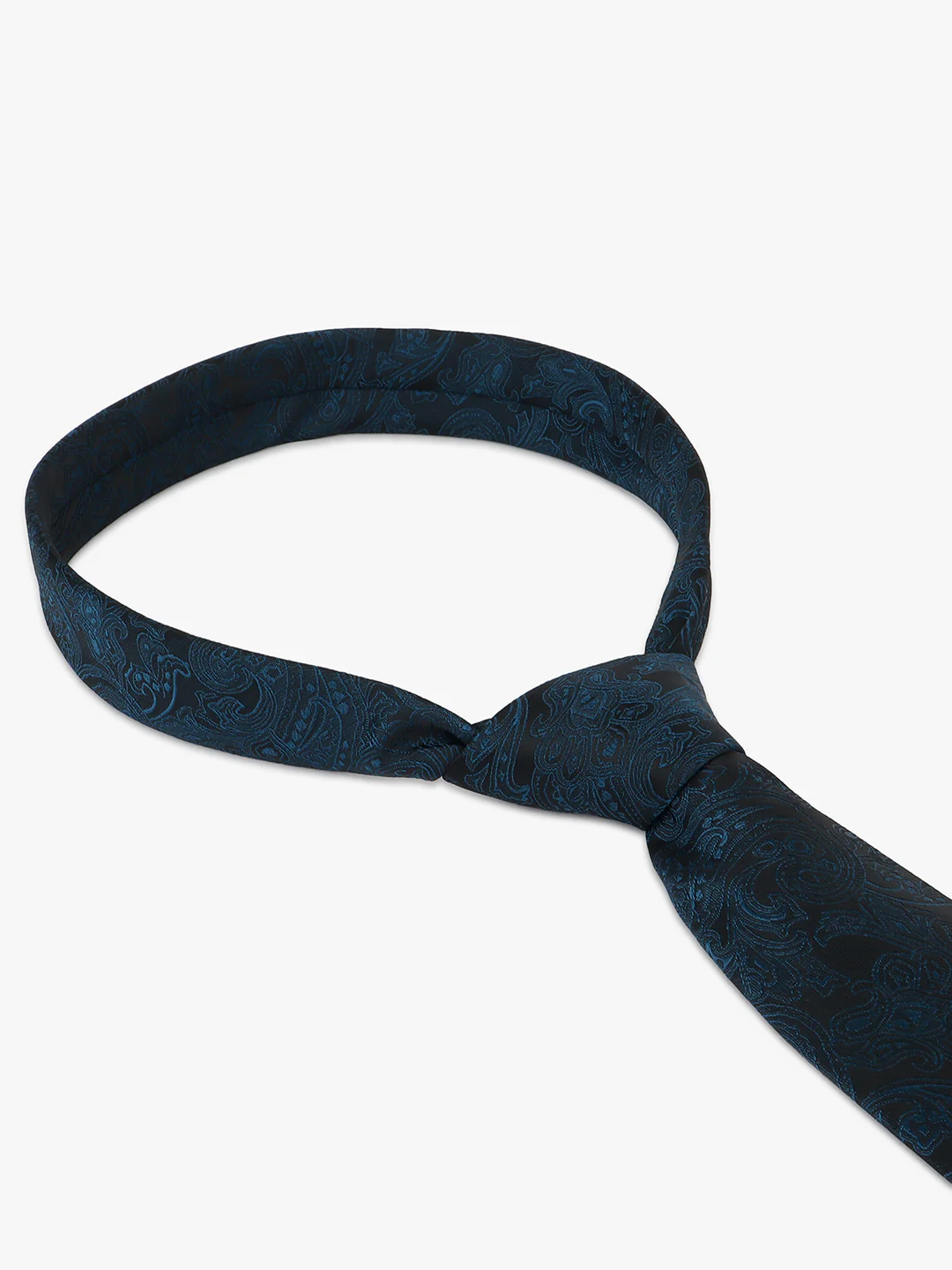 Men Teal Blue Printed Tie With Pocket Square - Image 7