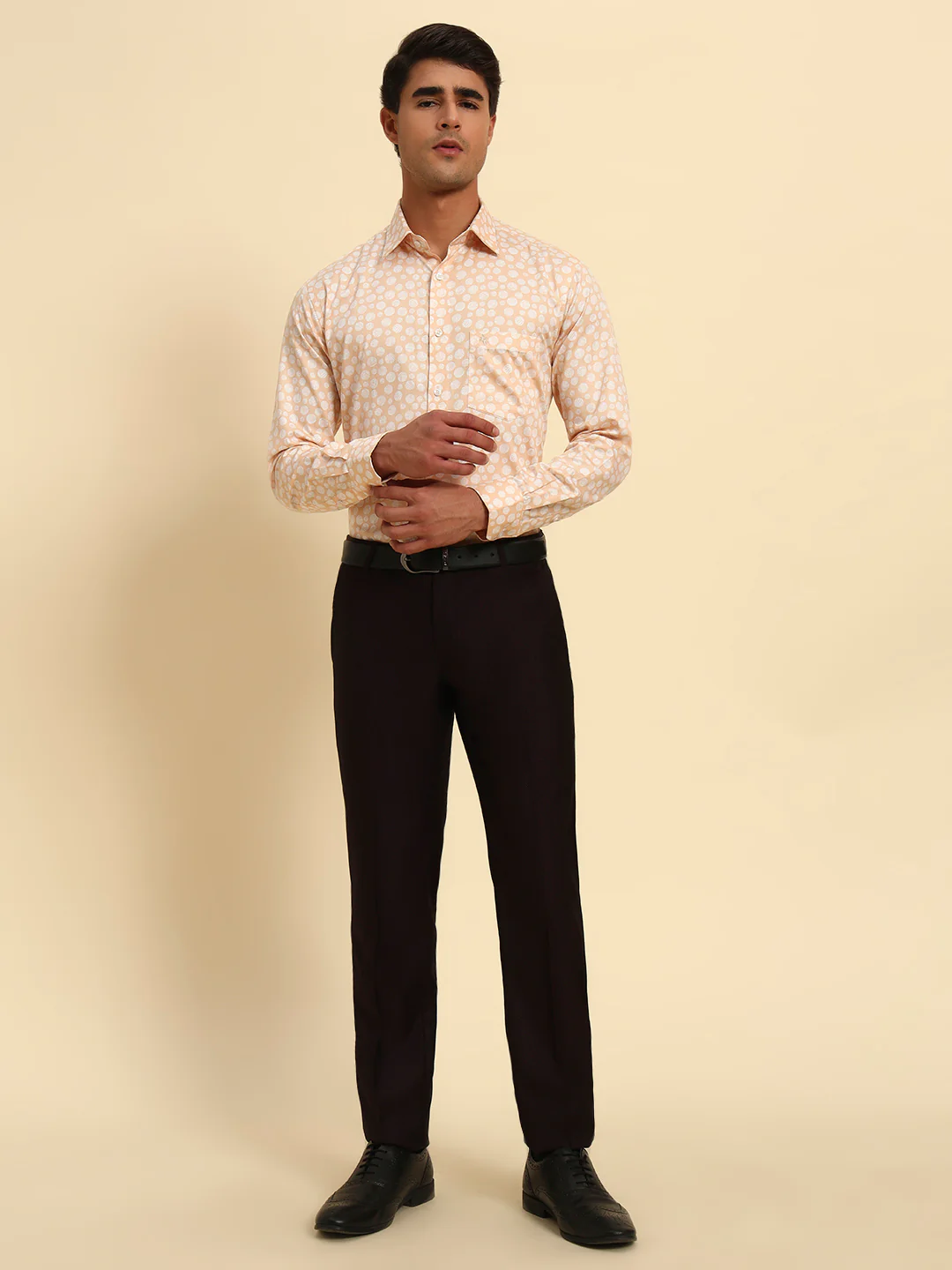 Men Wine Self Design Regular Fit Formal Trouser - Image 8