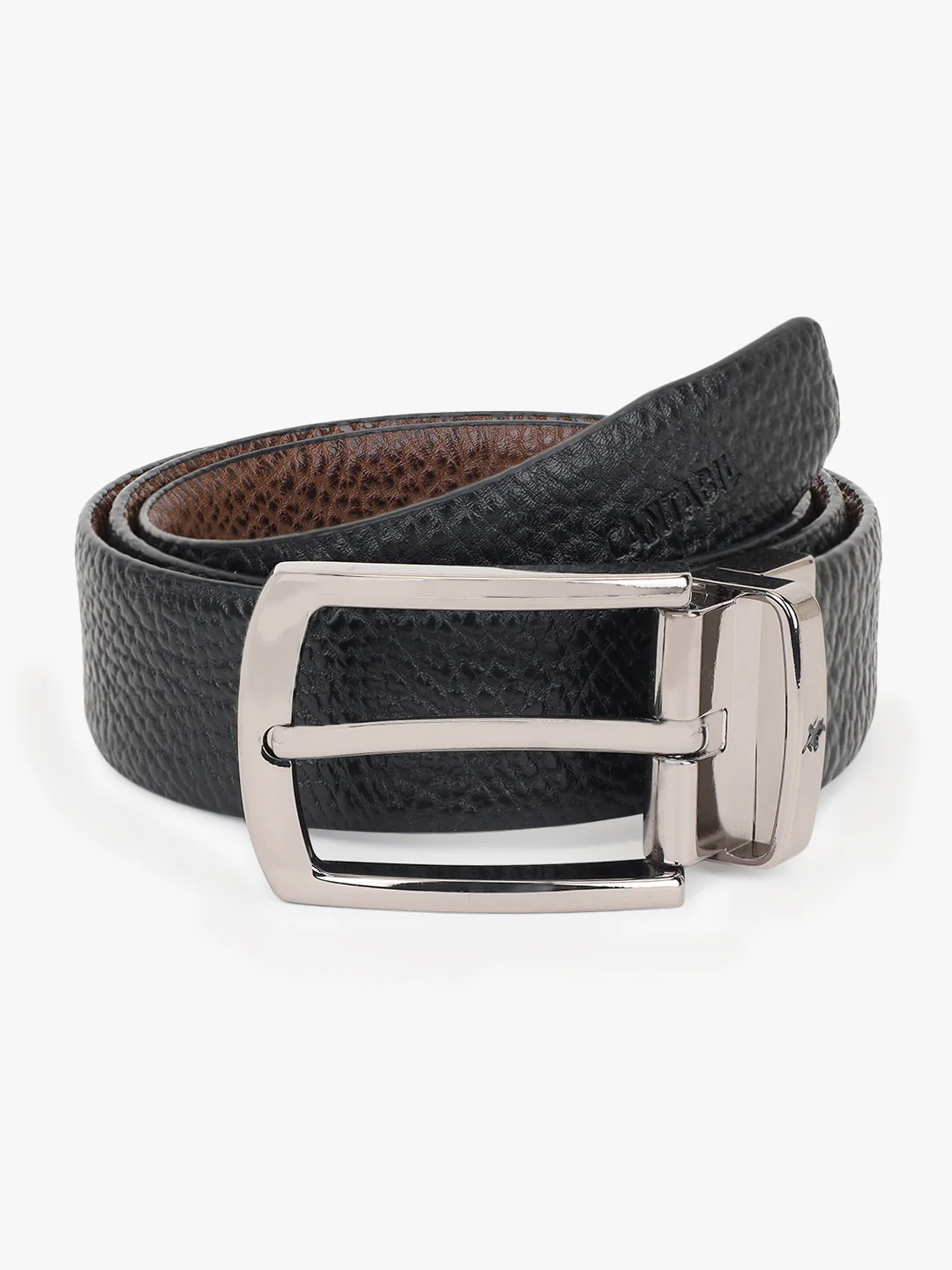 Men's Animal Print Black Brown Reversible Formal Belt - Image 2