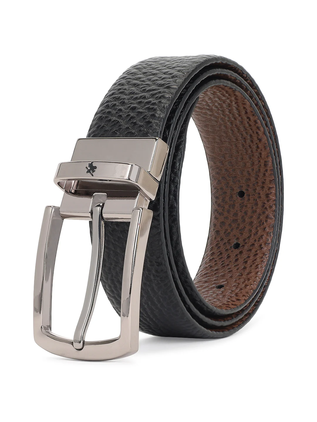 Men's Animal Print Black Brown Reversible Formal Belt - Image 4