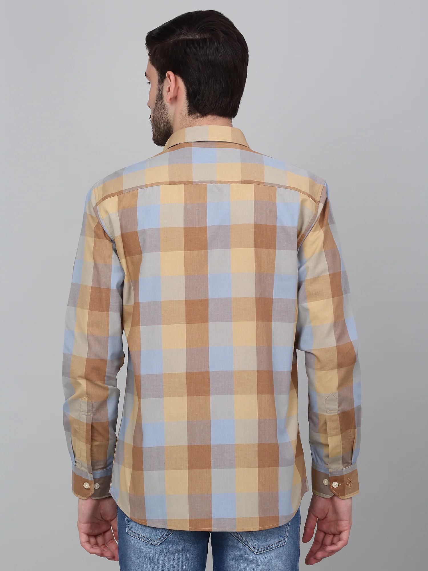 Casual Shirt for Men | Breathable & Soft with Color Fastness Regular Fit Spread Collar Neck Cotton Blend Fabric Checkered Pattern - Image 2
