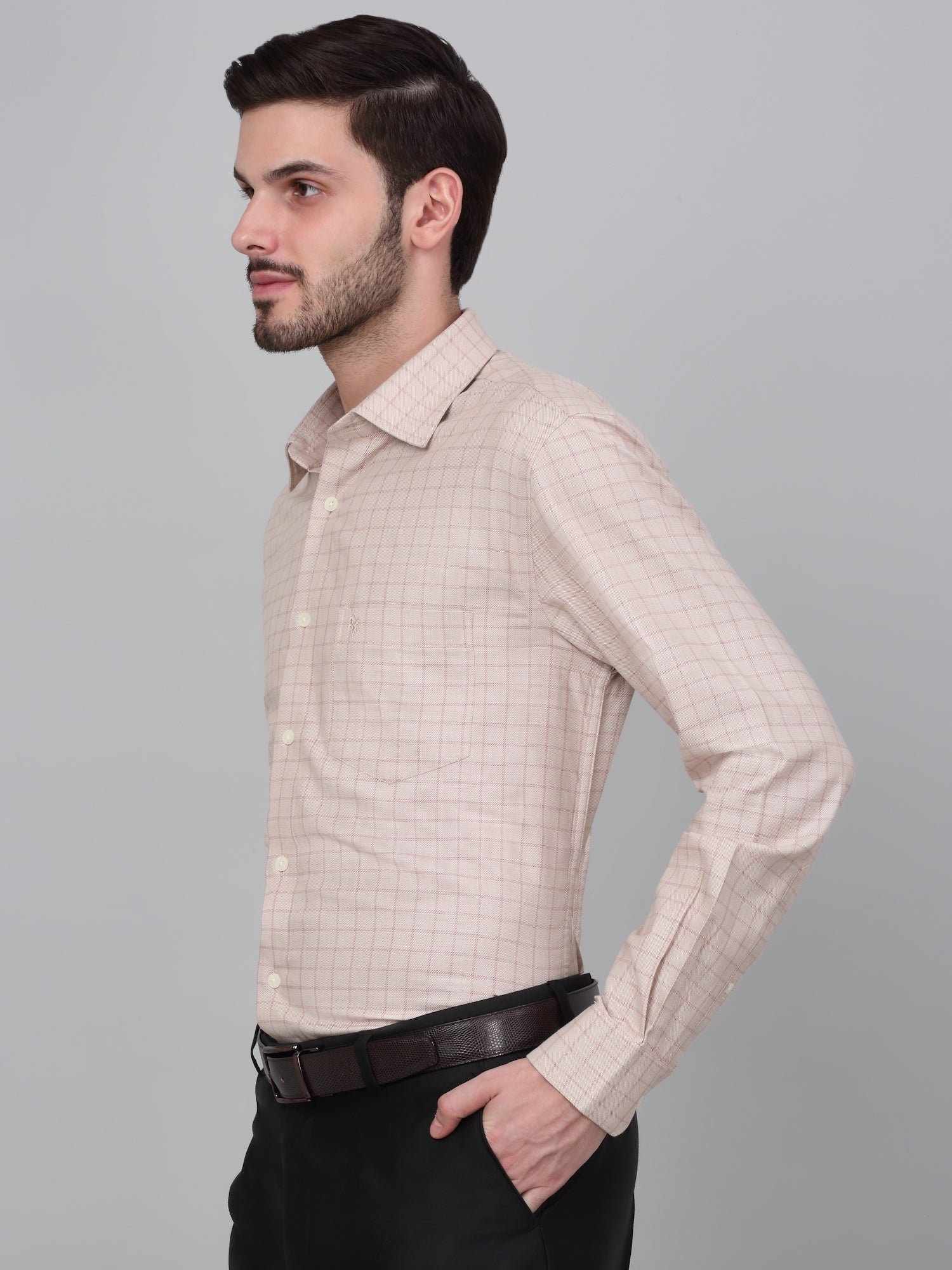 Formal Shirt for Men l Breathable & Soft with Color Fastness Regular Fit Spread Collar Neck Cotton Fabric Checkered Pattern - Image 4