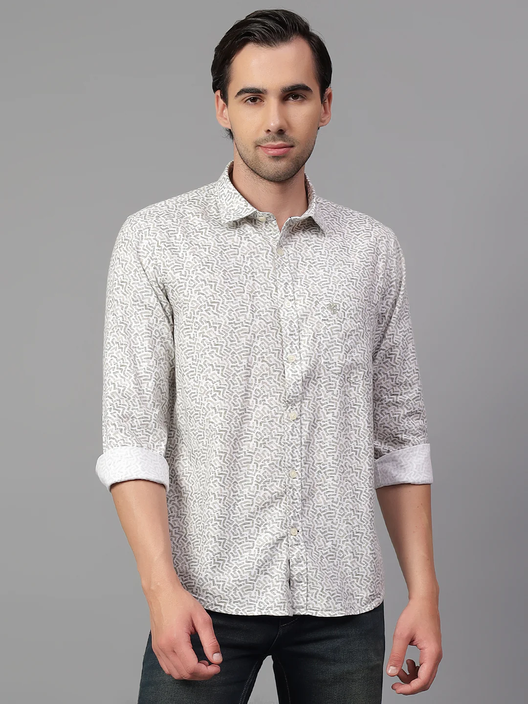 Casual Shirt for Men | Breathable & Soft with Color Fastness Regular Fit Spread Collar Neck Cotton Fabric Printed Pattern - Image 2