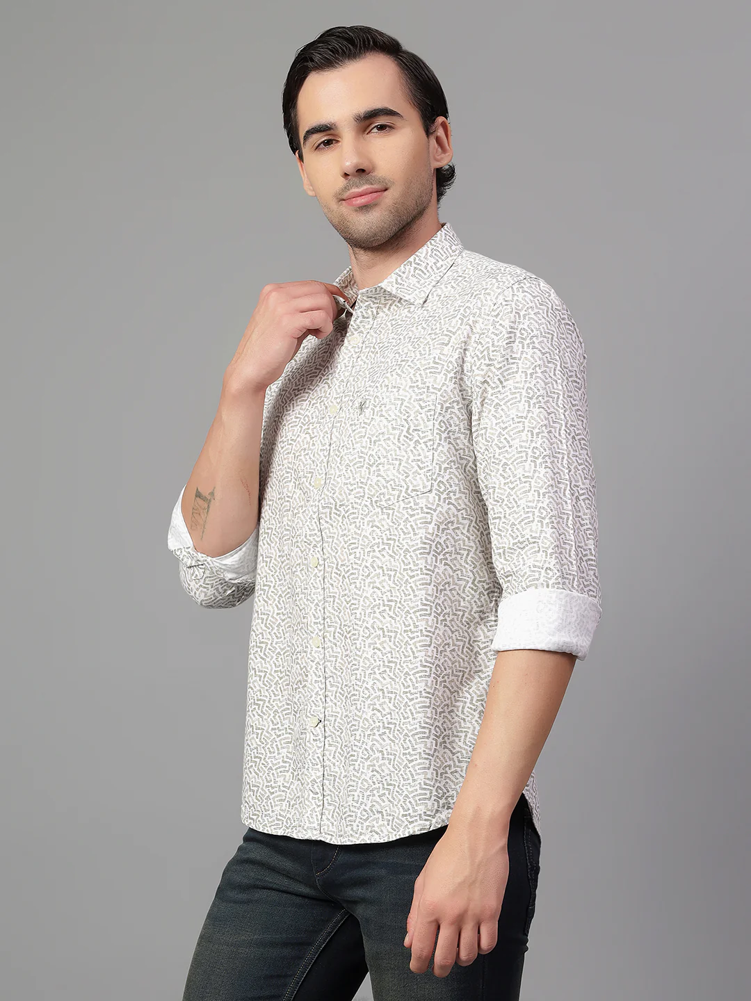 Casual Shirt for Men | Breathable & Soft with Color Fastness Regular Fit Spread Collar Neck Cotton Fabric Printed Pattern - Image 4