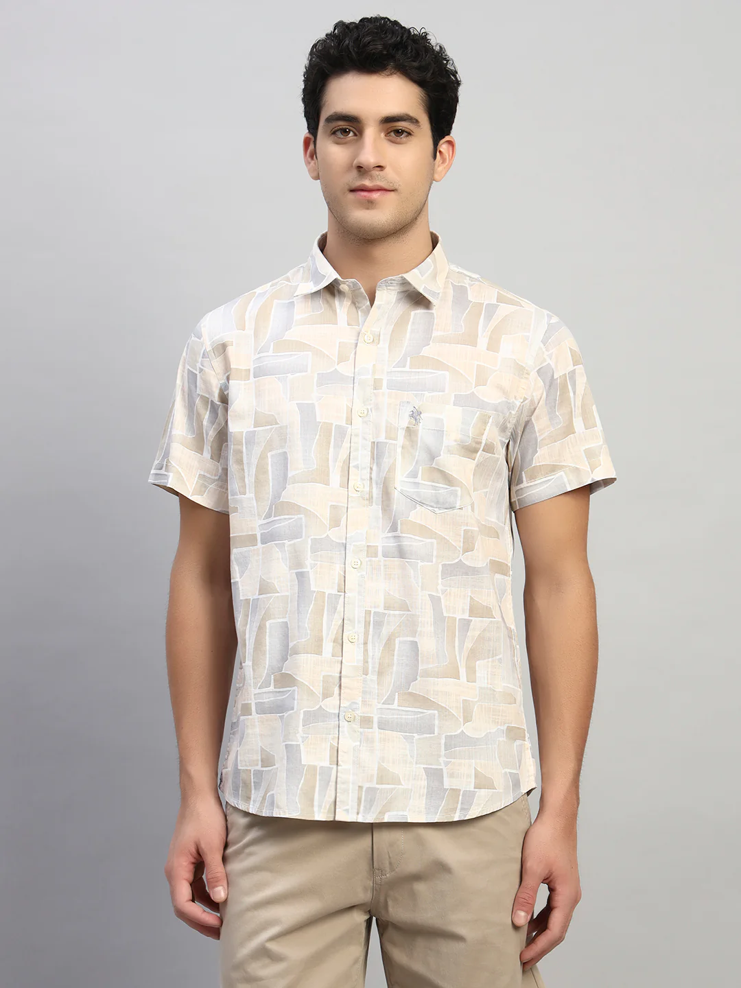 Casual Shirt for Men | Breathable & Soft with Color Fastness Regular Fit Spread Collar Neck Cotton Fabric Printed Pattern - Image 4