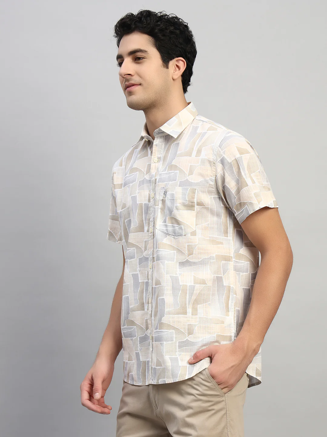 Casual Shirt for Men | Breathable & Soft with Color Fastness Regular Fit Spread Collar Neck Cotton Fabric Printed Pattern - Image 5