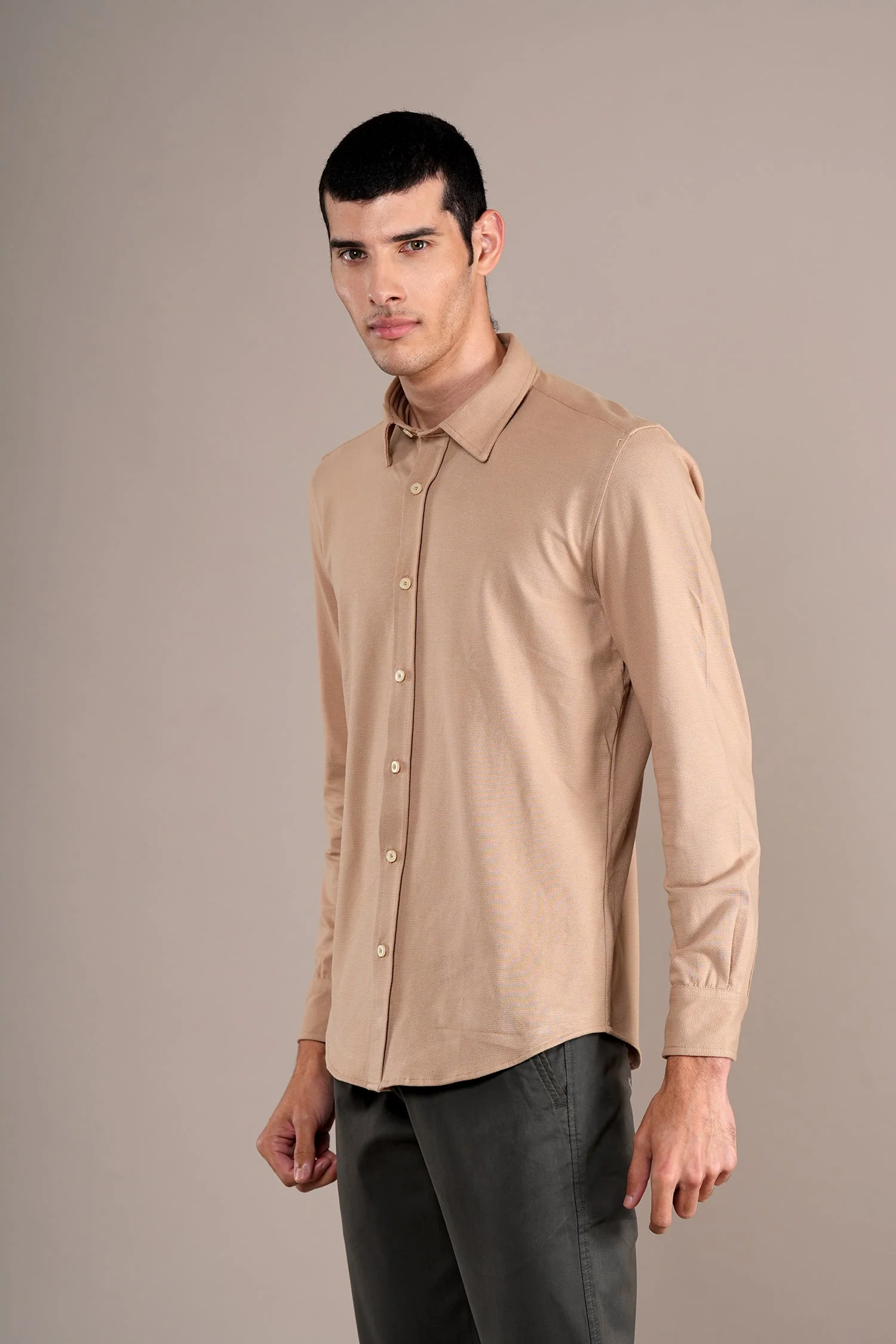 Casual Shirt for Men | Breathable & Soft with Color Fastness Regular Fit Spread Collar Neck Cotton Fabric Self Design Pattern - Image 3