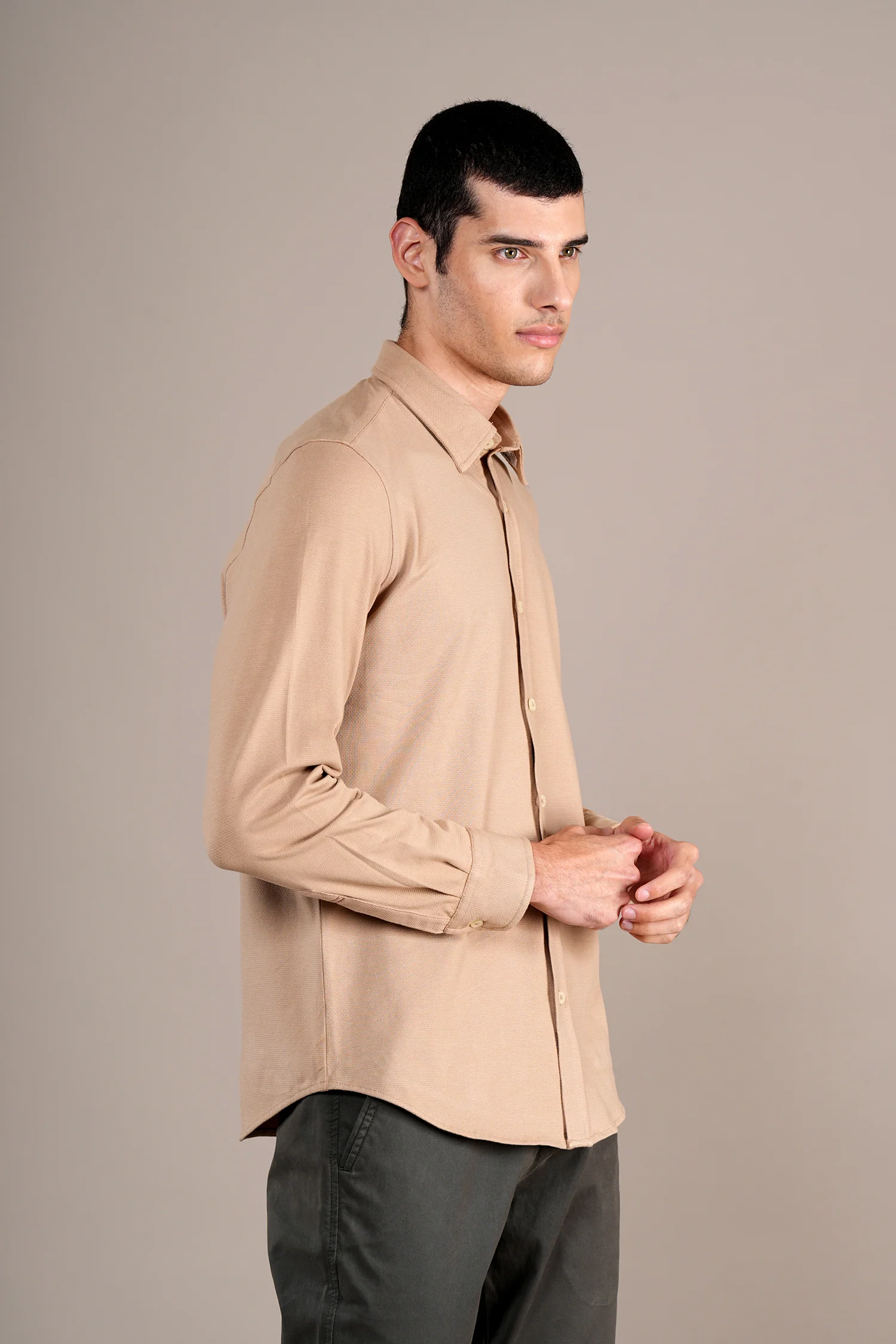Casual Shirt for Men | Breathable & Soft with Color Fastness Regular Fit Spread Collar Neck Cotton Fabric Self Design Pattern - Image 4