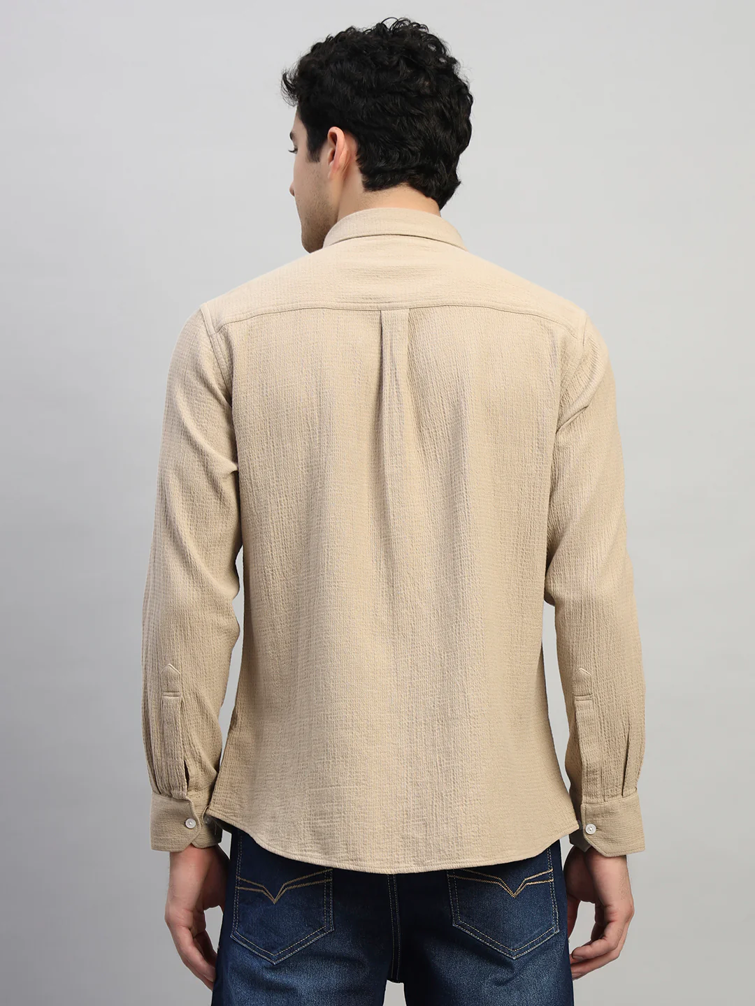 Casual Shirt for Men | Breathable & Soft with Color Fastness Regular Fit Spread Collar Neck Cotton Fabric Self Design Pattern - Image 2