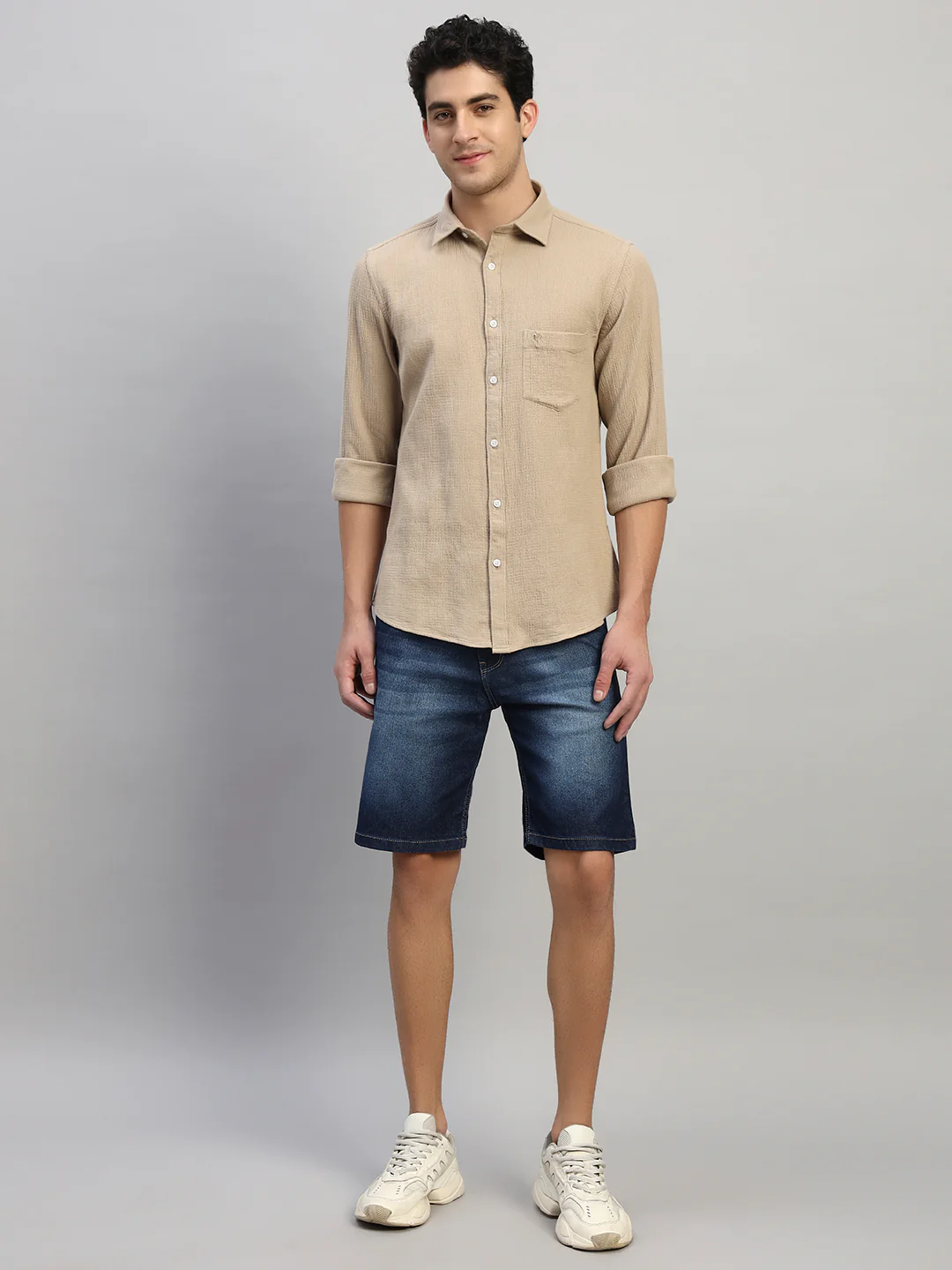 Casual Shirt for Men | Breathable & Soft with Color Fastness Regular Fit Spread Collar Neck Cotton Fabric Self Design Pattern - Image 6