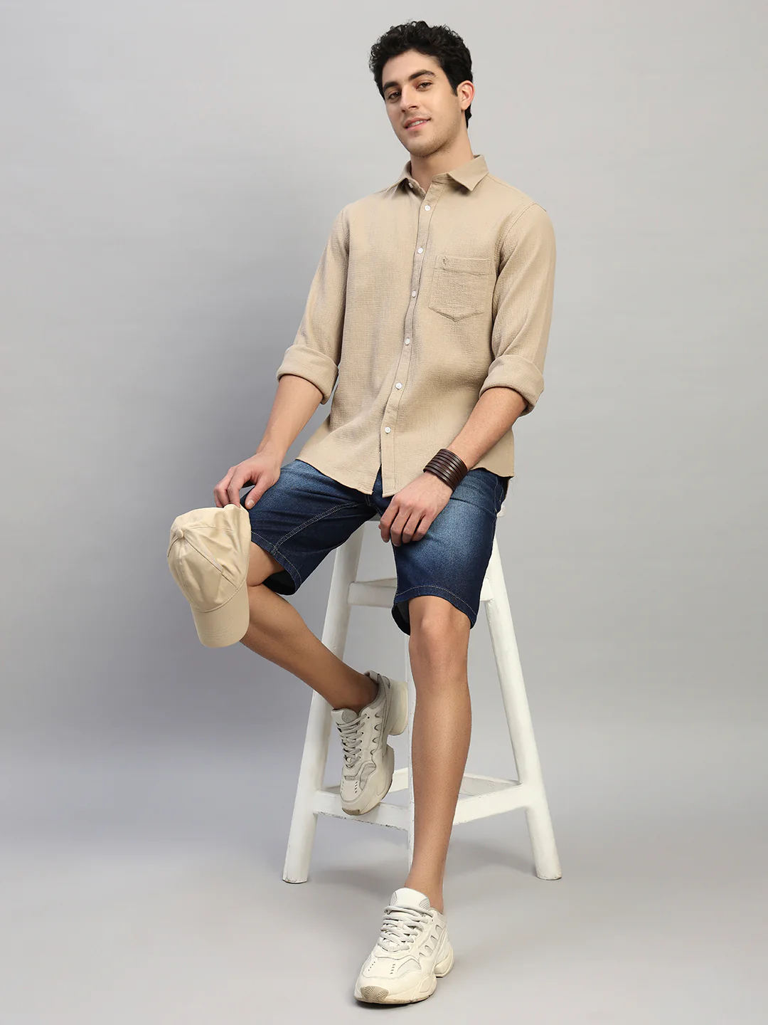 Casual Shirt for Men | Breathable & Soft with Color Fastness Regular Fit Spread Collar Neck Cotton Fabric Self Design Pattern - Image 8