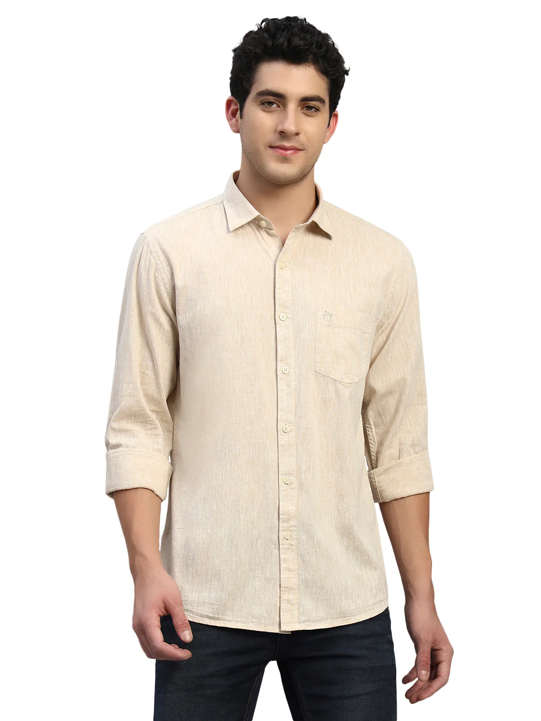 Casual Shirt for Men | Breathable & Soft with Color Fastness Regular Fit Spread Collar Neck Cotton Fabric Self Design Pattern - Image 3