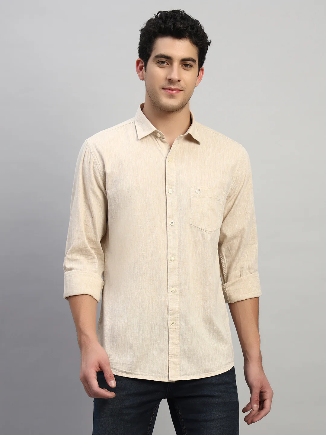 Casual Shirt for Men | Breathable & Soft with Color Fastness Regular Fit Spread Collar Neck Cotton Fabric Self Design Pattern - Image 4