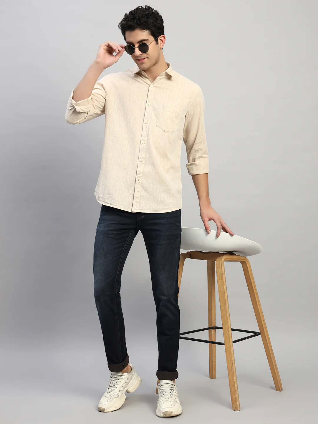 Casual Shirt for Men | Breathable & Soft with Color Fastness Regular Fit Spread Collar Neck Cotton Fabric Self Design Pattern - Image 8