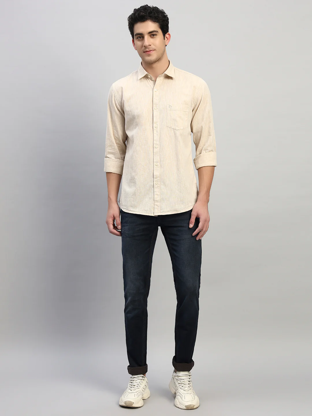 Casual Shirt for Men | Breathable & Soft with Color Fastness Regular Fit Spread Collar Neck Cotton Fabric Self Design Pattern - Image 9