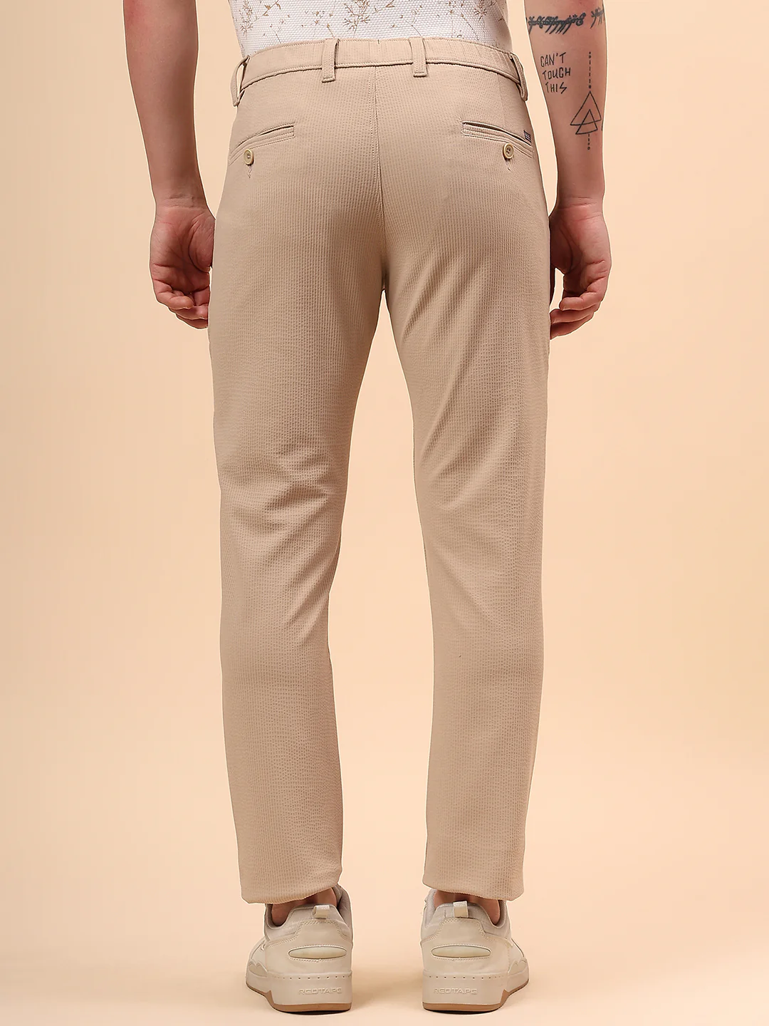 Casual Trouser for Men | Breathable & Soft with Color Fastness Regular Fit Polyester Fabric Self Design Pattern Button Closure - Image 7
