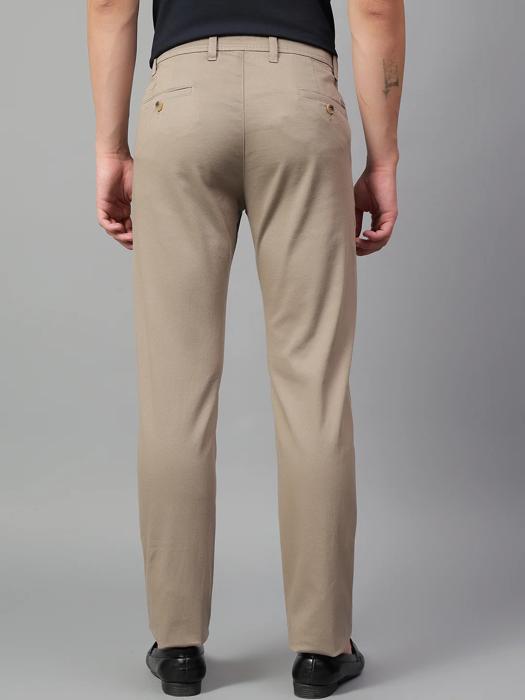 Casual Trouser for Men | Breathable & Soft with Color Fastness Regular Fit Cotton Blend Fabric Self Design Pattern Button Closure - Image 5