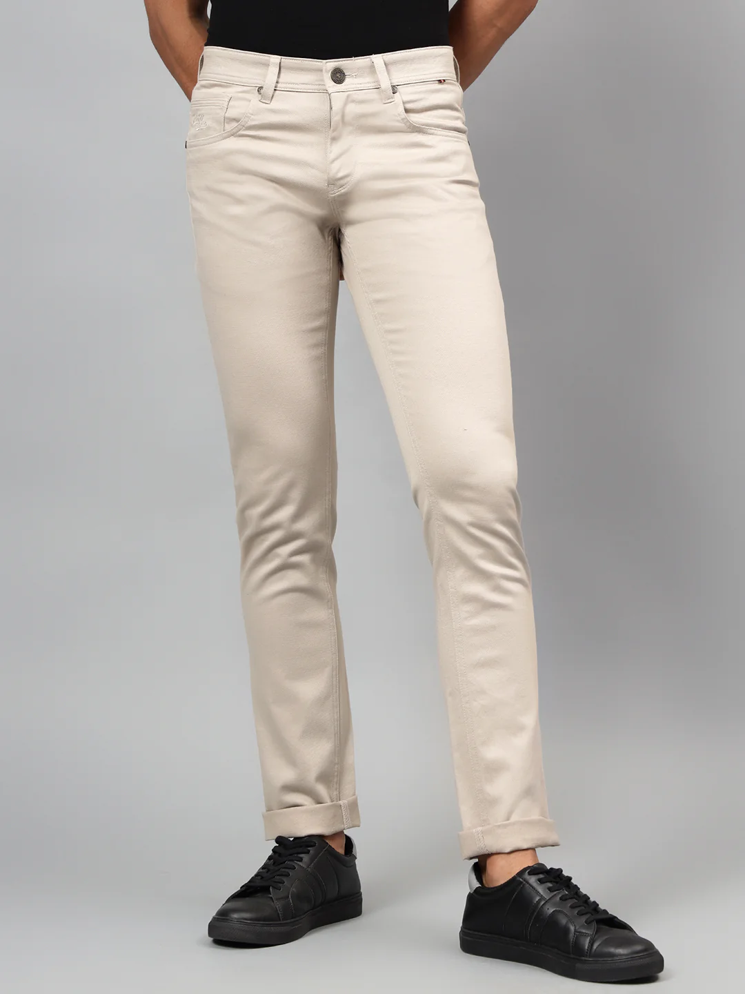 Casual Trouser for Men | Breathable & Soft with Color Fastness Regular Fit Cotton Blend Fabric Self Design Pattern Button Closure - Image 2