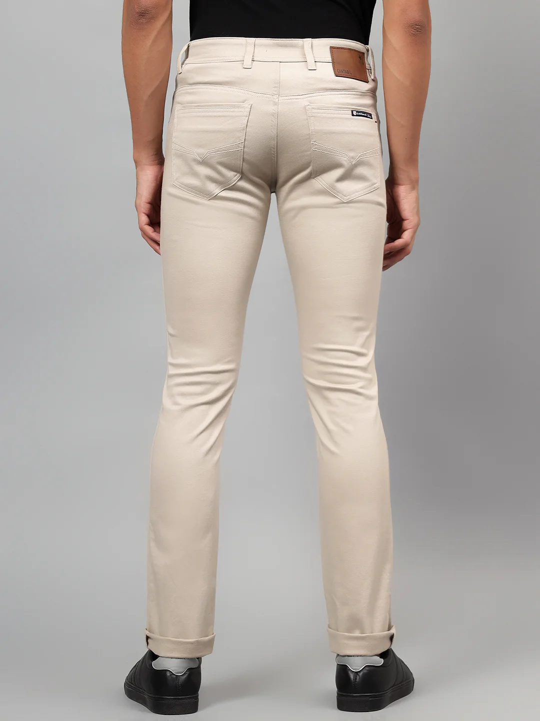 Casual Trouser for Men | Breathable & Soft with Color Fastness Regular Fit Cotton Blend Fabric Self Design Pattern Button Closure - Image 3