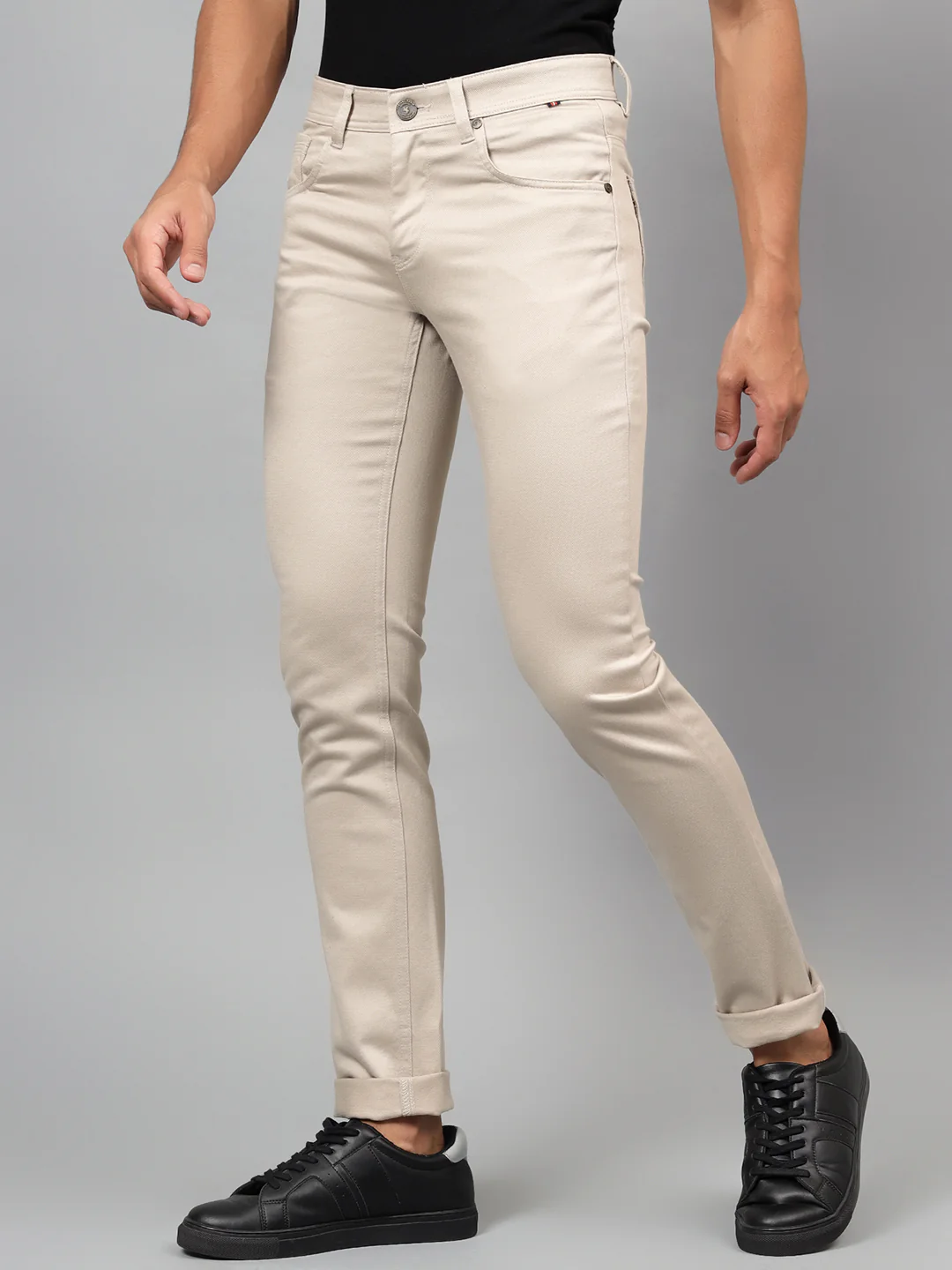 Casual Trouser for Men | Breathable & Soft with Color Fastness Regular Fit Cotton Blend Fabric Self Design Pattern Button Closure - Image 4