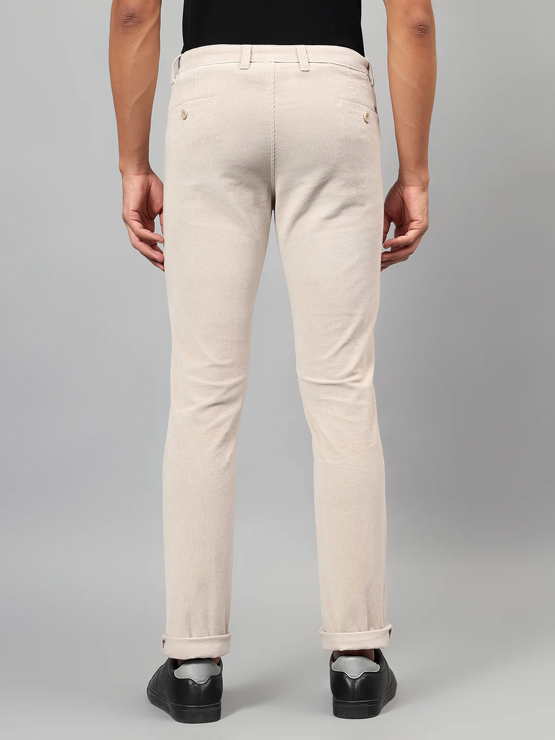 Casual Trouser for Men | Breathable & Soft with Color Fastness Regular Fit Cotton Blend Fabric Self Design Pattern Button Closure - Image 2