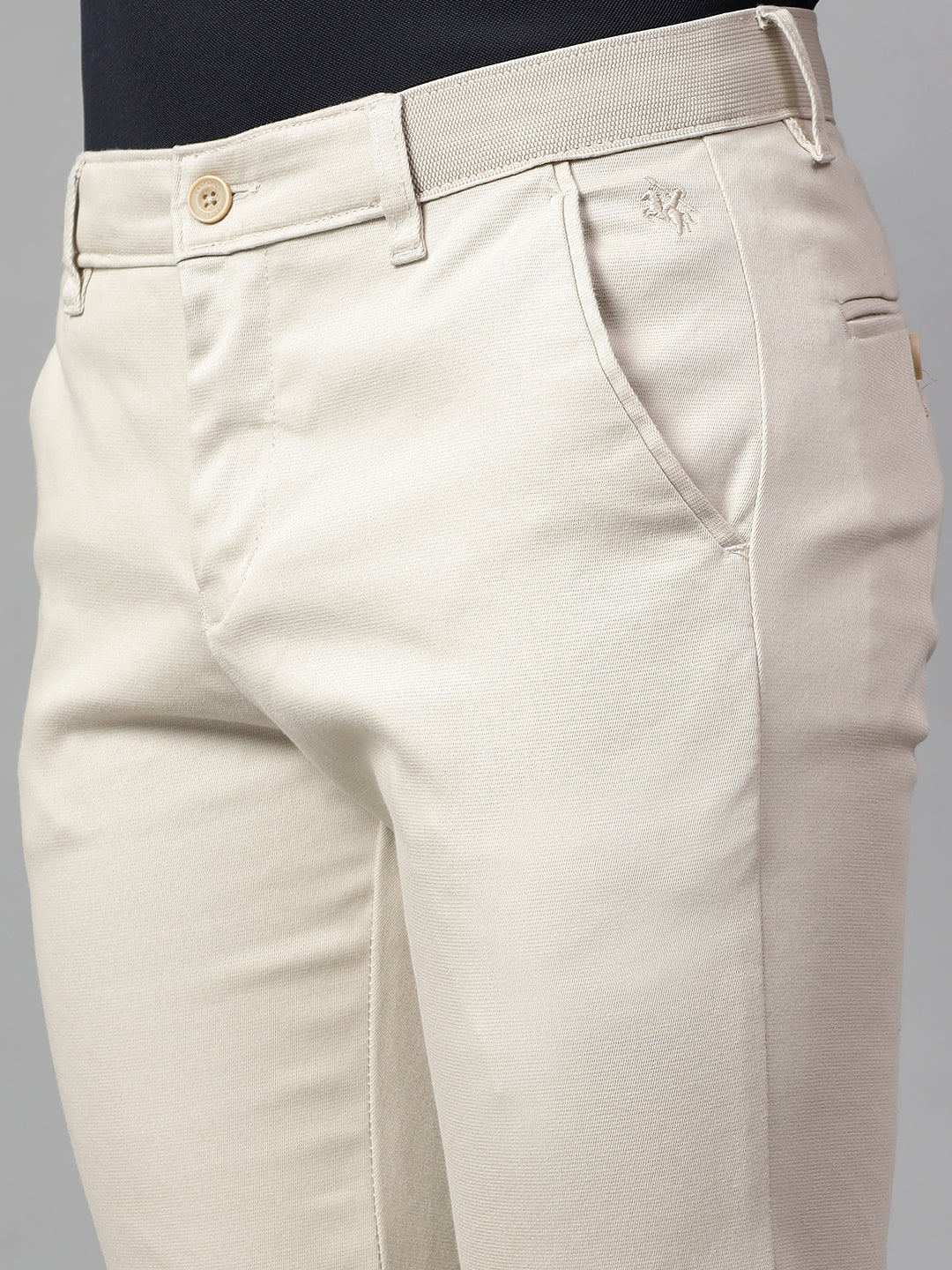 Casual Trouser for Men | Breathable & Soft with Color Fastness Regular Fit Cotton Blend Fabric Self Design Pattern Button Closure - Image 6