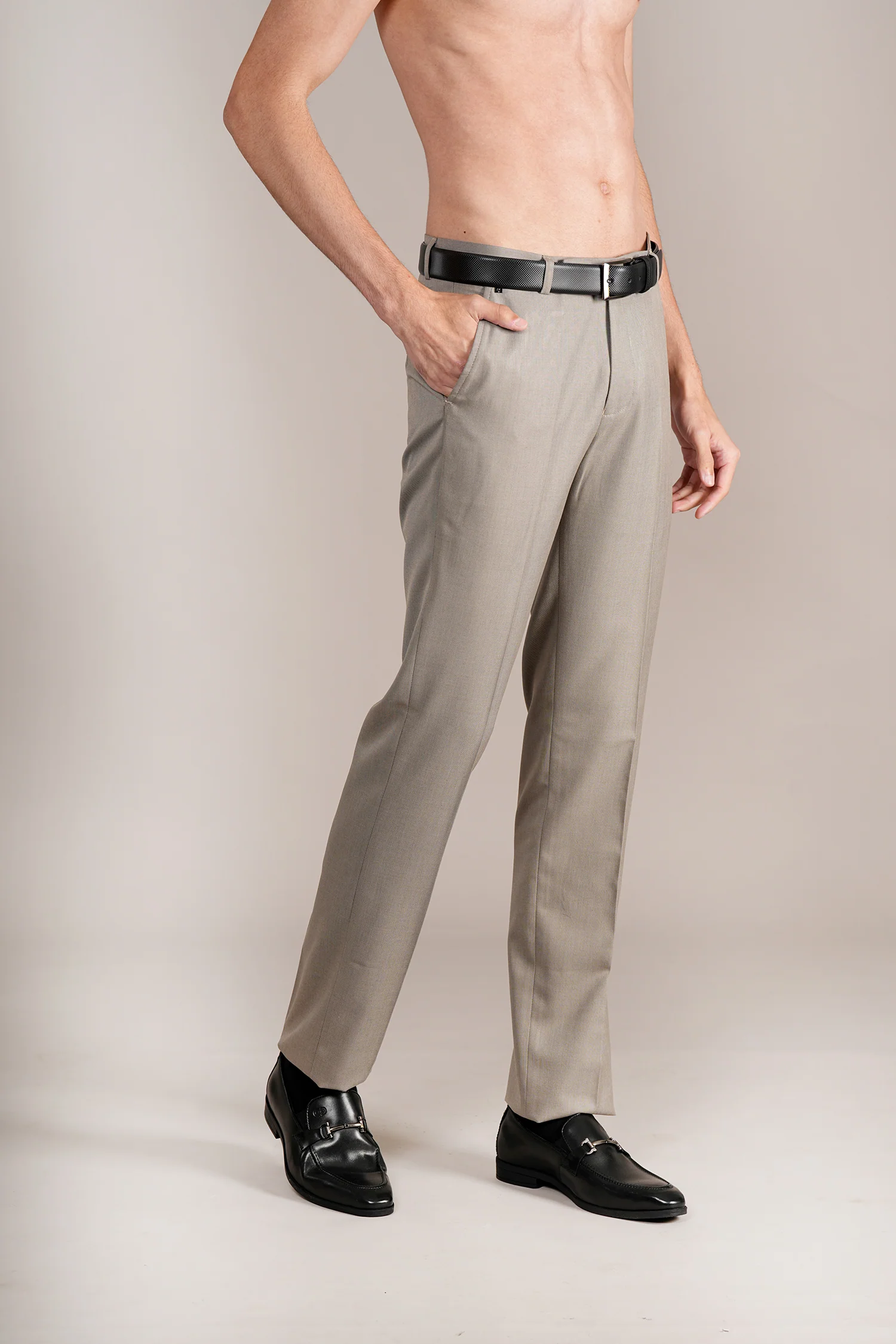 Formal Trouser for Men | Breathable & Soft with Color Fastness Regular Fit Poly Viscose Fabric Self Design Pattern Hook & Eye Closure - Image 3