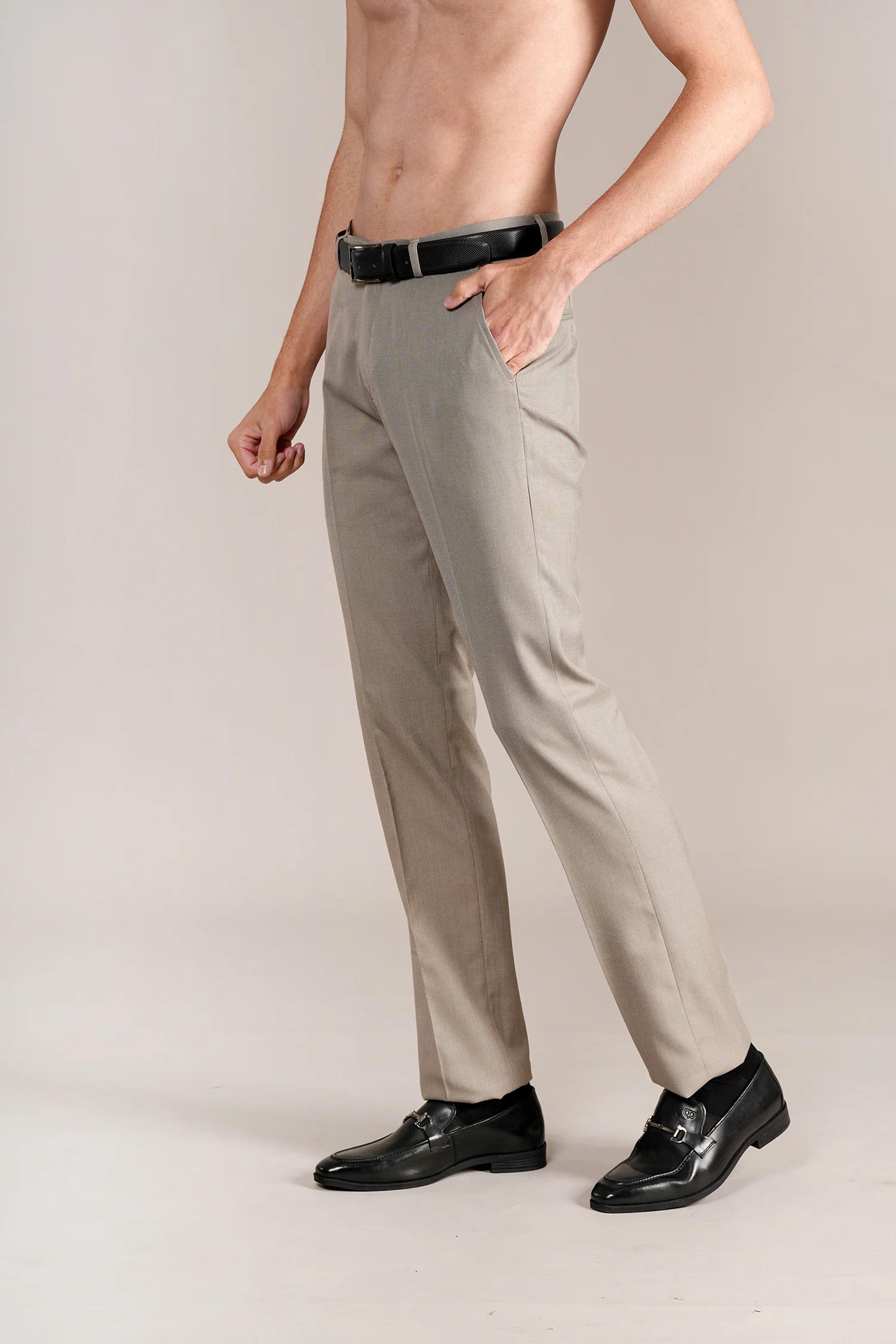 Formal Trouser for Men | Breathable & Soft with Color Fastness Regular Fit Poly Viscose Fabric Self Design Pattern Hook & Eye Closure - Image 4