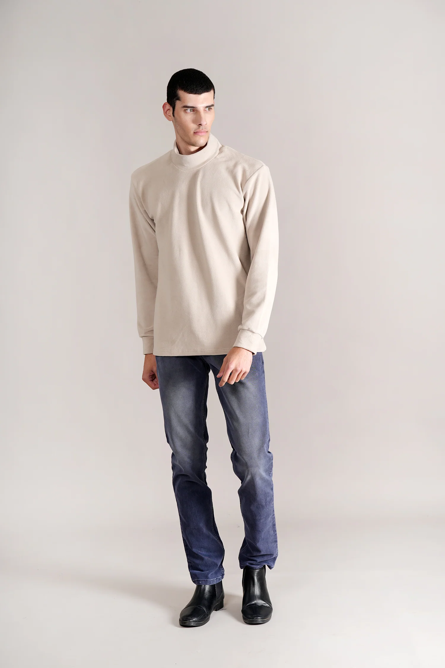 T-Shirt for Men | Breathable & Soft with Color Fastness Regular Fit High Neck Cotton Blend Fabric Solid Pattern - Image 2