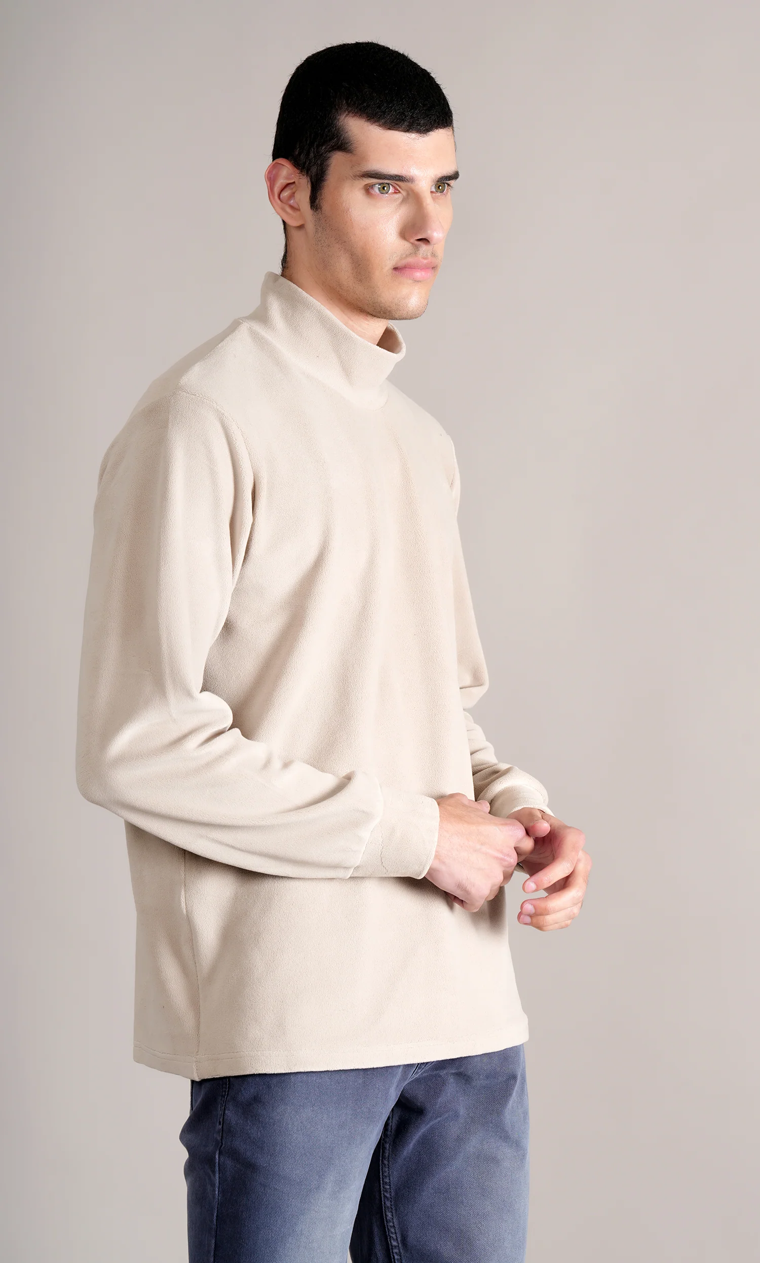 T-Shirt for Men | Breathable & Soft with Color Fastness Regular Fit High Neck Cotton Blend Fabric Solid Pattern - Image 4