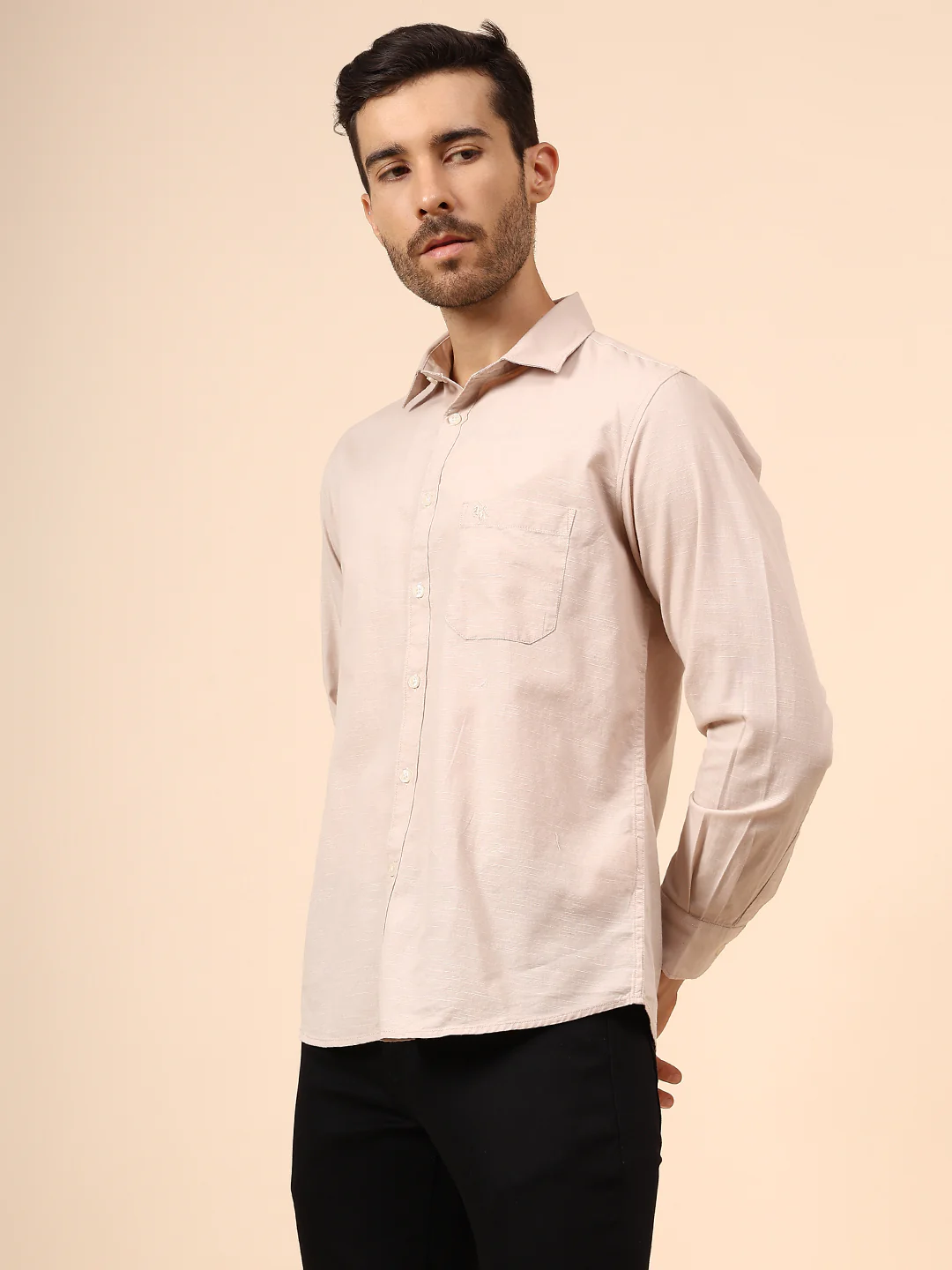 Casual Shirt for Men | Breathable & Soft with Color Fastness Regular Fit Spread Collar Neck Cotton Fabric Solid Pattern - Image 3
