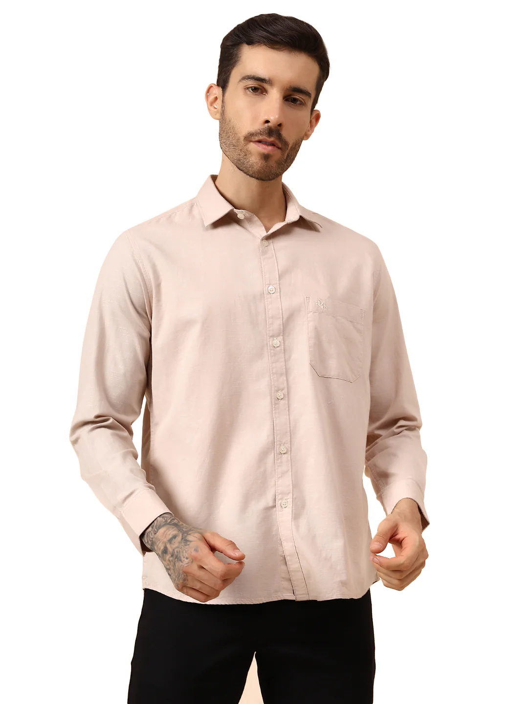 Casual Shirt for Men | Breathable & Soft with Color Fastness Regular Fit Spread Collar Neck Cotton Fabric Solid Pattern - Image 8