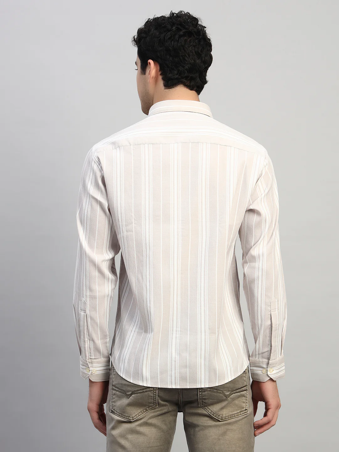 Casual Shirt for Men | Breathable & Soft with Color Fastness Regular Fit Spread Collar Neck Viscose Fabric Striped Pattern - Image 4