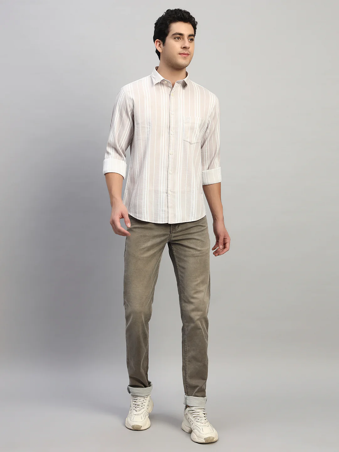 Casual Shirt for Men | Breathable & Soft with Color Fastness Regular Fit Spread Collar Neck Viscose Fabric Striped Pattern - Image 6