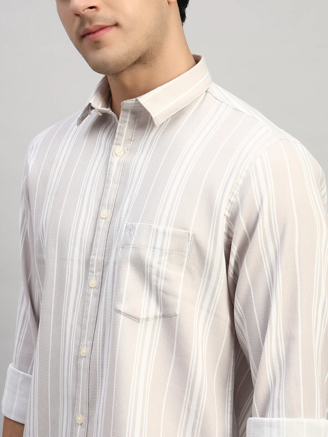 Casual Shirt for Men | Breathable & Soft with Color Fastness Regular Fit Spread Collar Neck Viscose Fabric Striped Pattern - Image 7