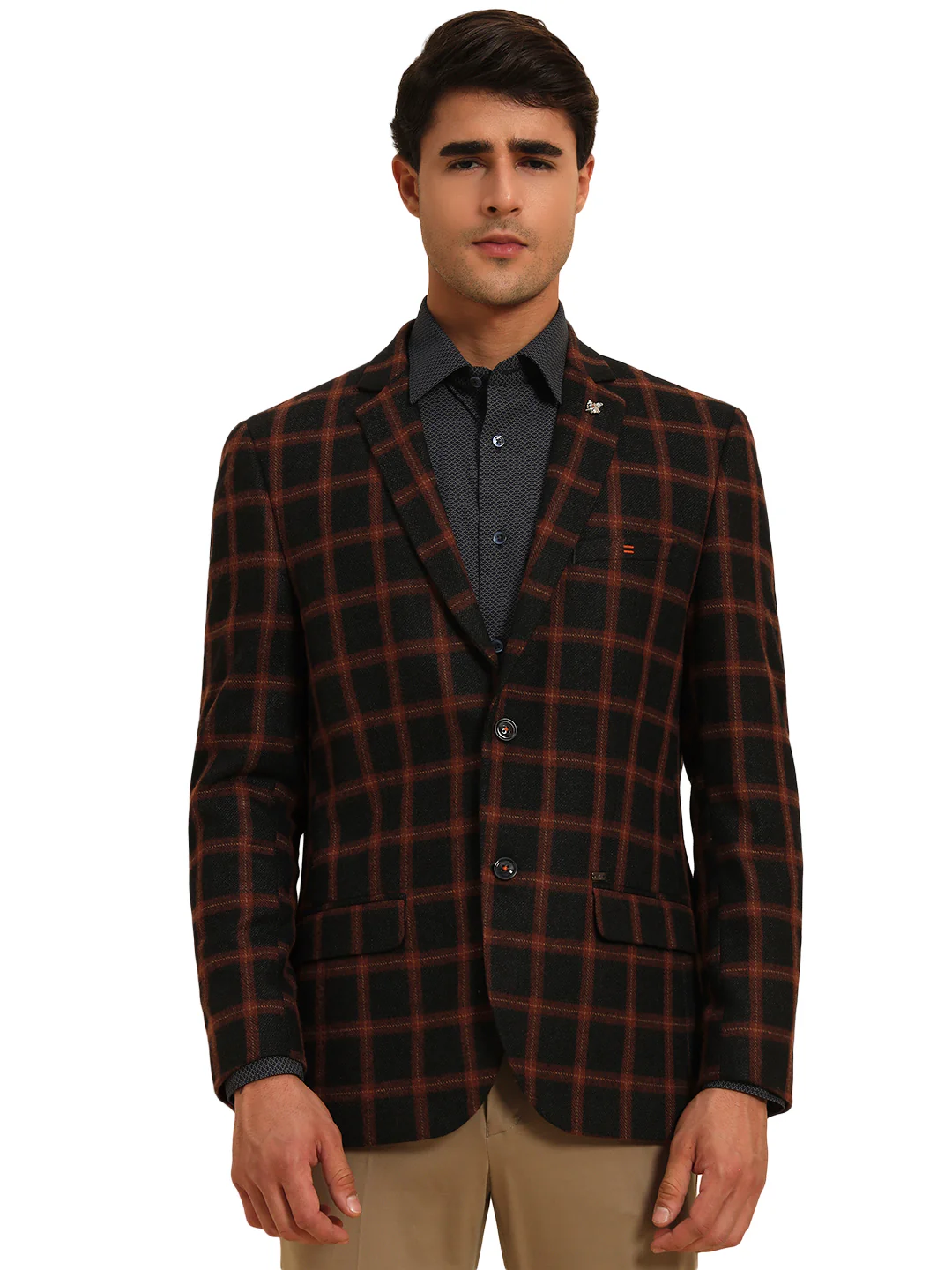 Blazer for Men | Premium Formal Blazer Slim Fit Notched Collar Poly Viscose Fabric Checkered Pattern - Image 3