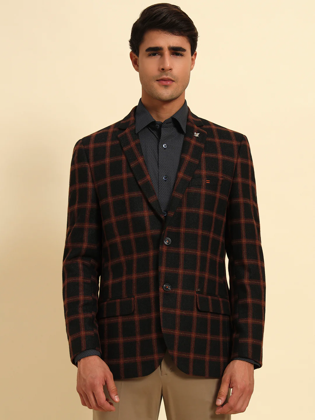Blazer for Men | Premium Formal Blazer Slim Fit Notched Collar Poly Viscose Fabric Checkered Pattern - Image 4