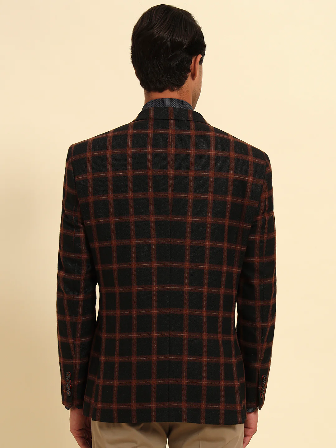 Blazer for Men | Premium Formal Blazer Slim Fit Notched Collar Poly Viscose Fabric Checkered Pattern - Image 7