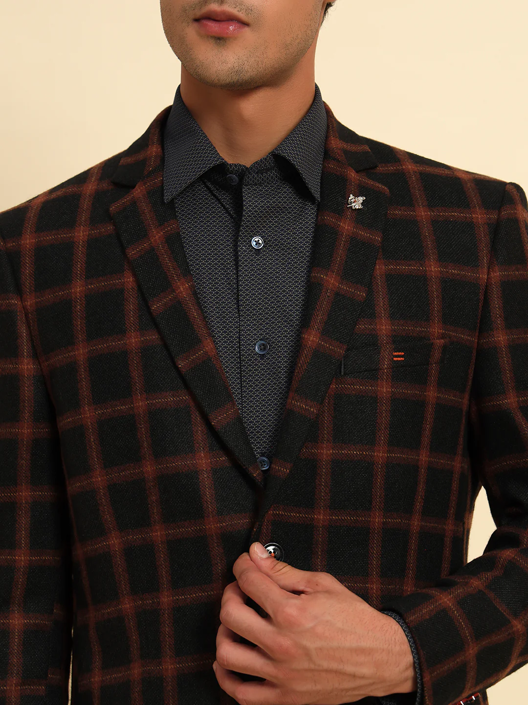 Blazer for Men | Premium Formal Blazer Slim Fit Notched Collar Poly Viscose Fabric Checkered Pattern - Image 8