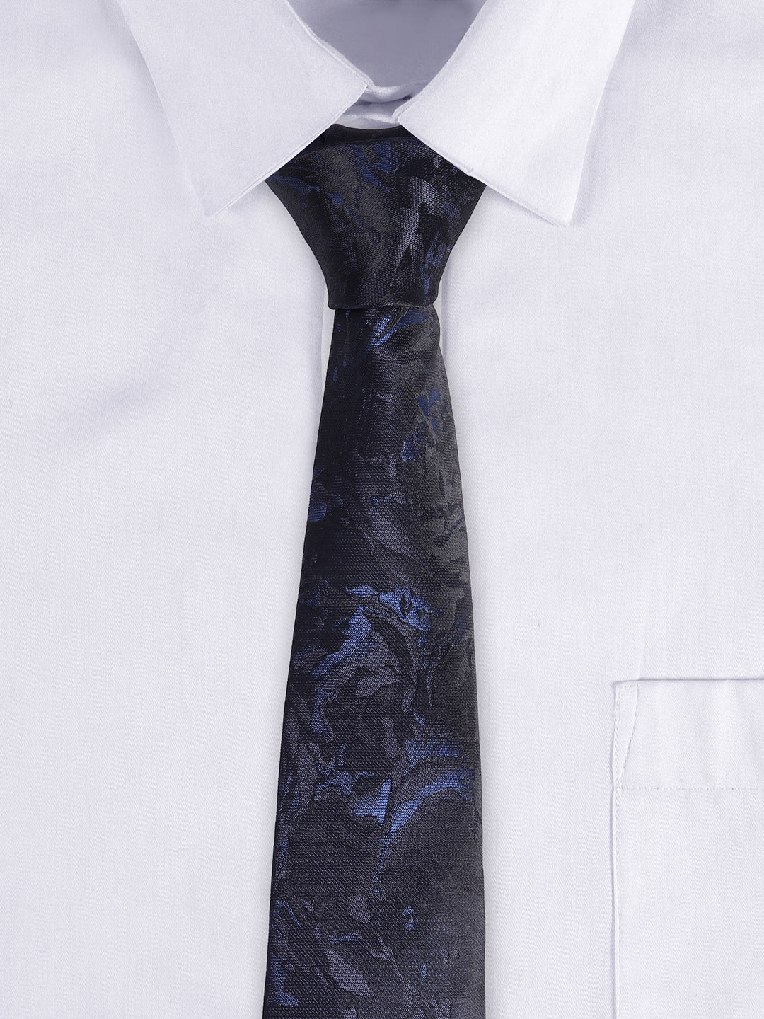Men's Black Floral Printed Broad Tie - Image 7