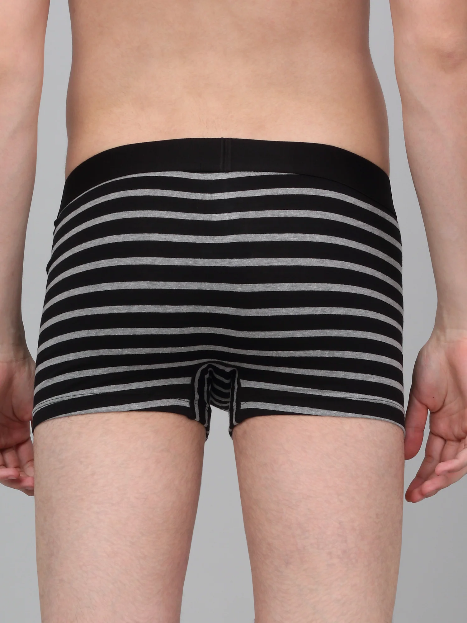 Men's Black Pack of 2 Striped Cotton Stretch Briefs - Image 2