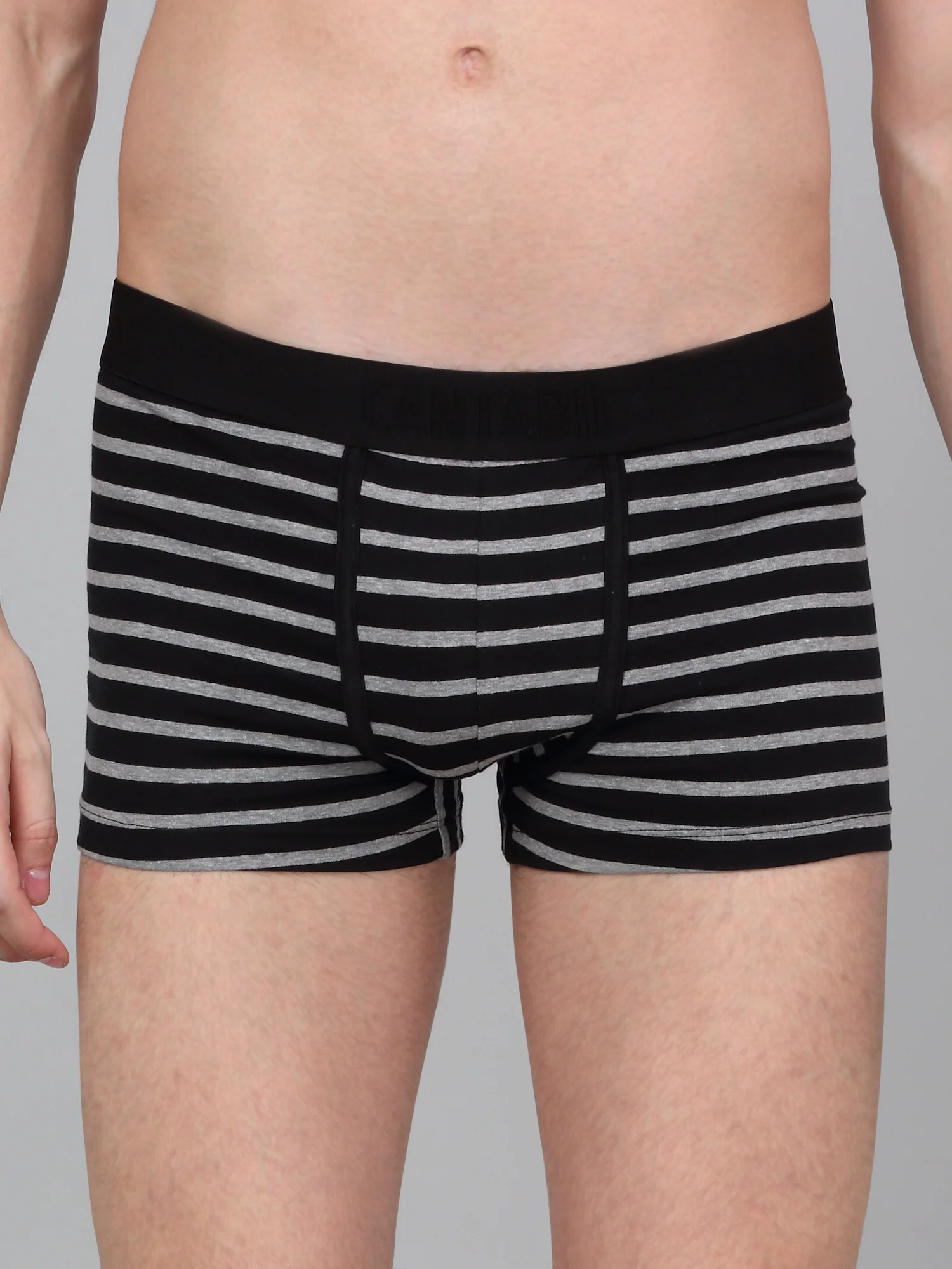 Men's Black Pack of 2 Striped Cotton Stretch Briefs - Image 3