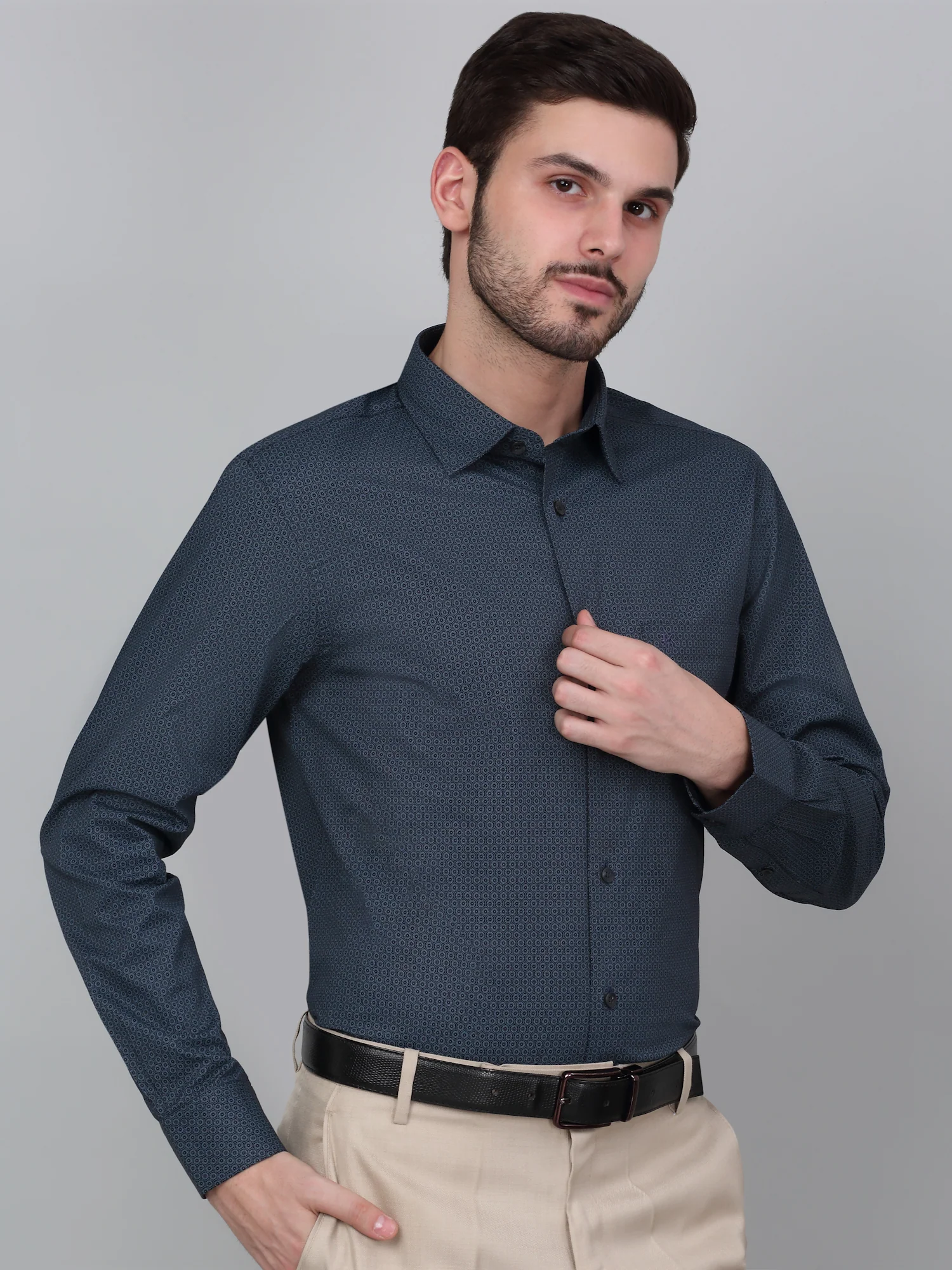 Formal Shirt for Men l Breathable & Soft with Color Fastness Regular Fit Spread Collar Neck Cotton Fabric Printed Pattern - Image 3