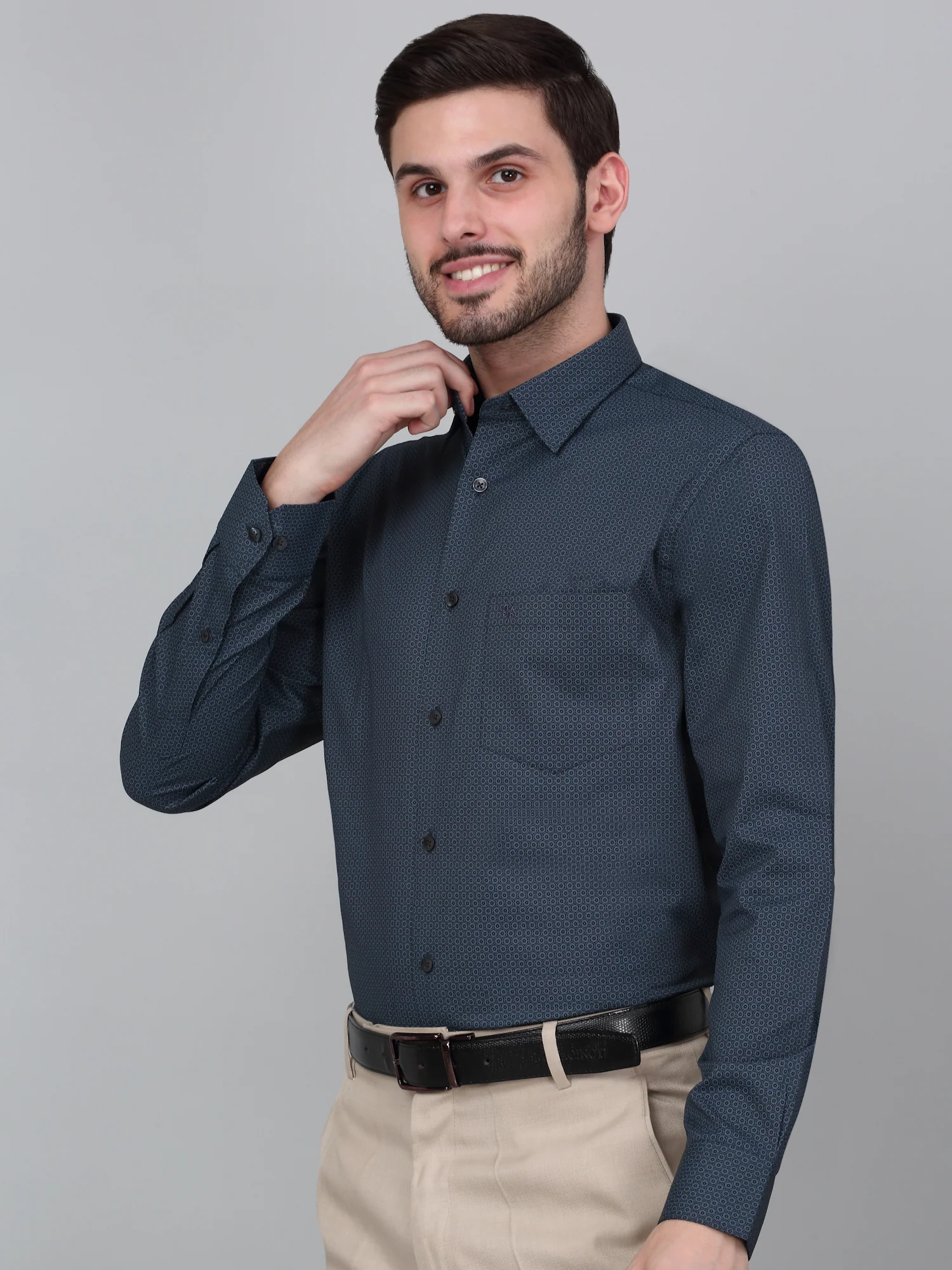Formal Shirt for Men l Breathable & Soft with Color Fastness Regular Fit Spread Collar Neck Cotton Fabric Printed Pattern - Image 4